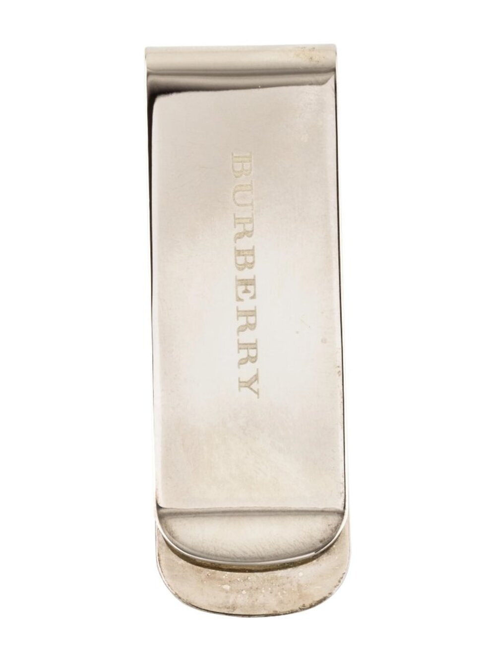 Vintage Burberry Silver Tone Money Clip Minimalist Logo SS340